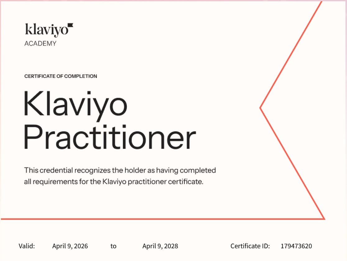 Klaviyo practitioner certificate